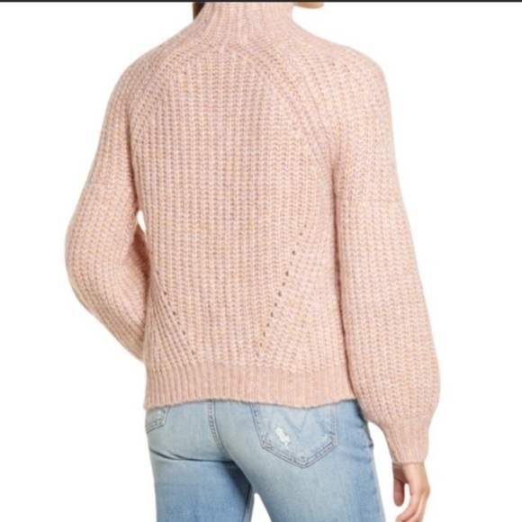 All In Favor Mauve Knit Mock Neck Wool Blend Puff Sleeve Sweater - Picture 3 of 9